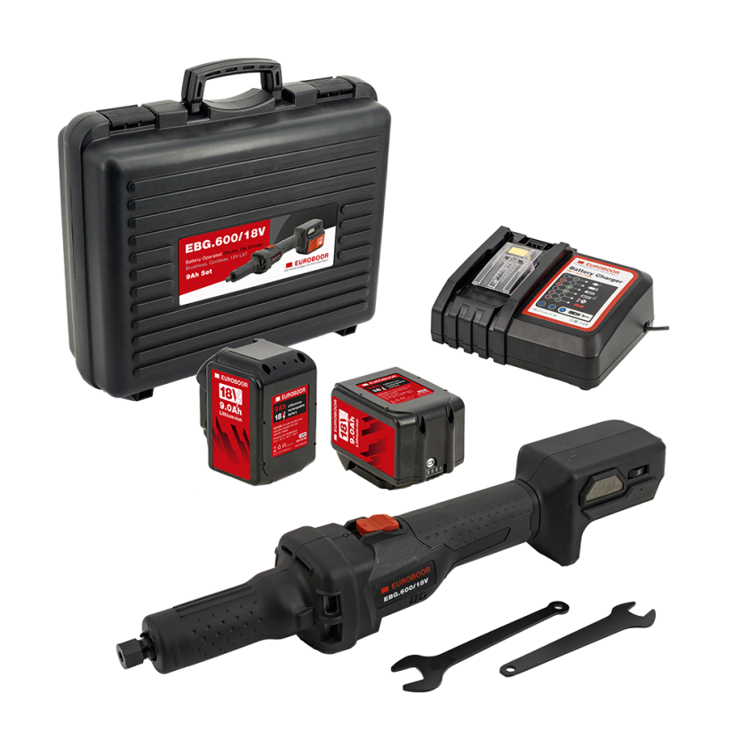 Akumulátorová přímá bruska EBG.600/18V (s 2x 5 Ah bateriemi a nabíječkou)