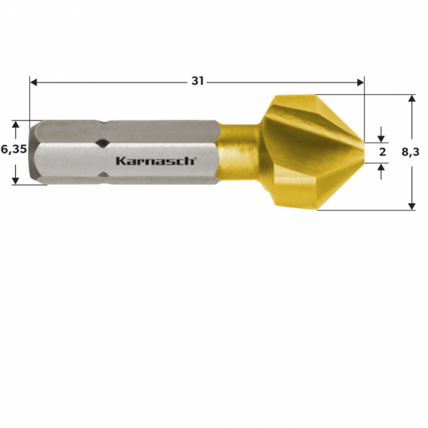 Záhlubník krátký povlakovaný TIN průměr 8,3 mm