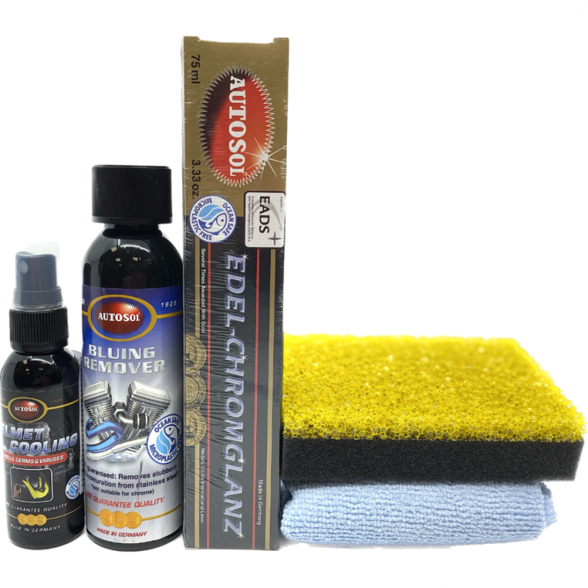Výhodná dárková sada na výfuk motorky: čistič Bluing Remover a pasta Metal Polish