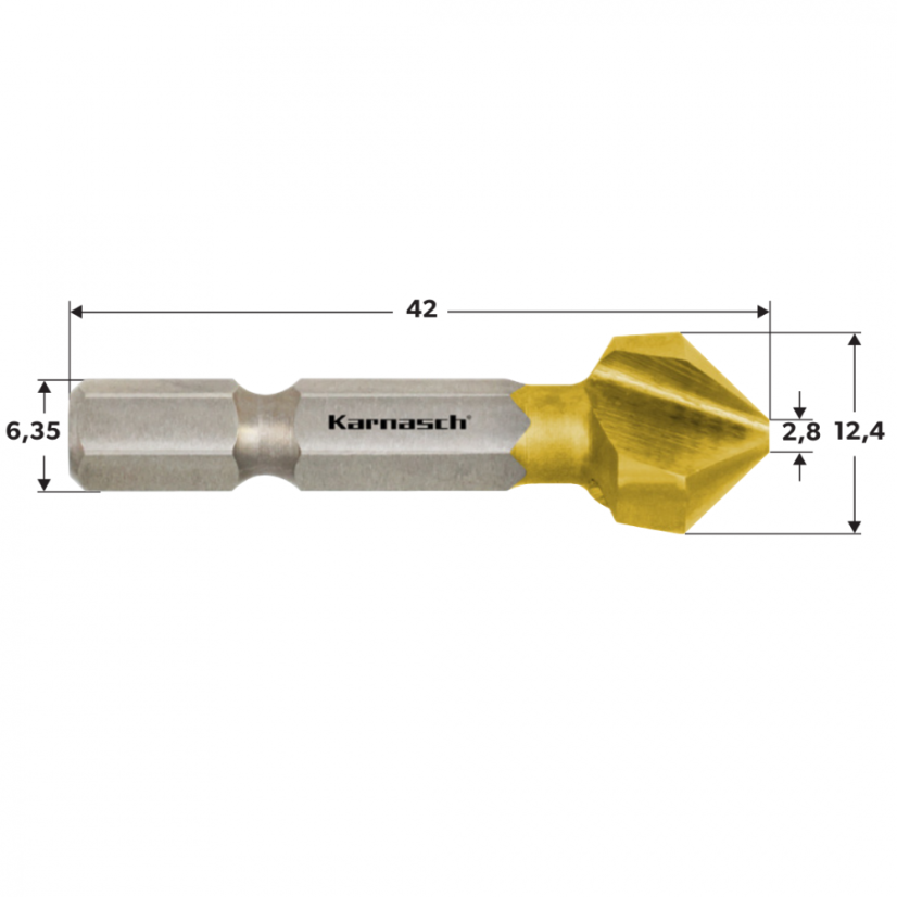 Záhlubník povlakovaný TIN průměr 12,4 mm