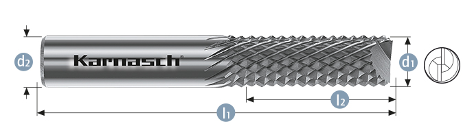 Válcová technická fréza na plasty 2 břity