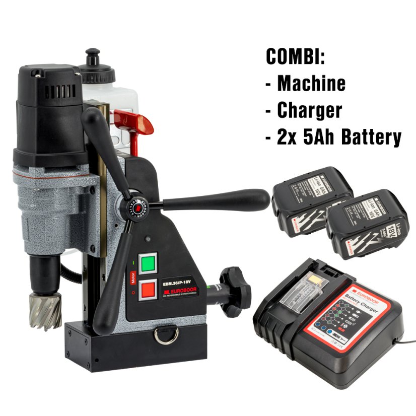 AKU magnetická vrtačka EBM 36 mm s dvěma 5Ah bateriemi a nabíječkou