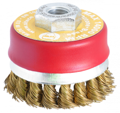 Kartáč hrncový copánkový zpevněný - mosaz, průměr 70 mm  (TU71)