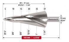 Stupňovitý vrták o průměru 5-31 mm