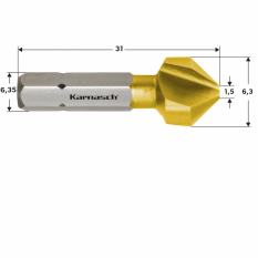 Záhlubník krátký povlakovaný TIN průměr 6,3 mm