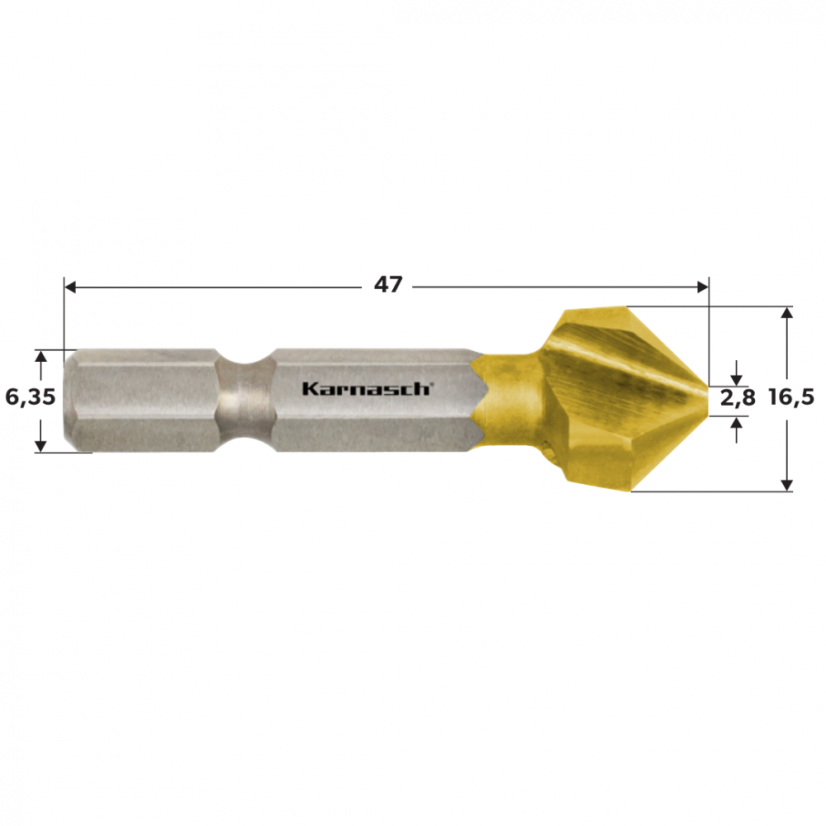 Záhlubník povlakovaný TIN průměr 16,5 mm