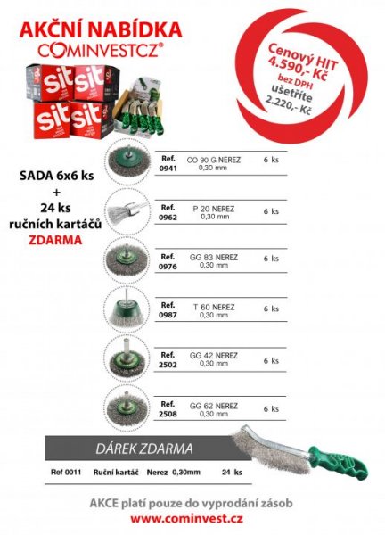 SADA 2 - 6x6 ks kartáčů SIT + 24 ručních kartáčů zdarma S.I.T. (Promotional kit minigrinder) - SLEVA 32%